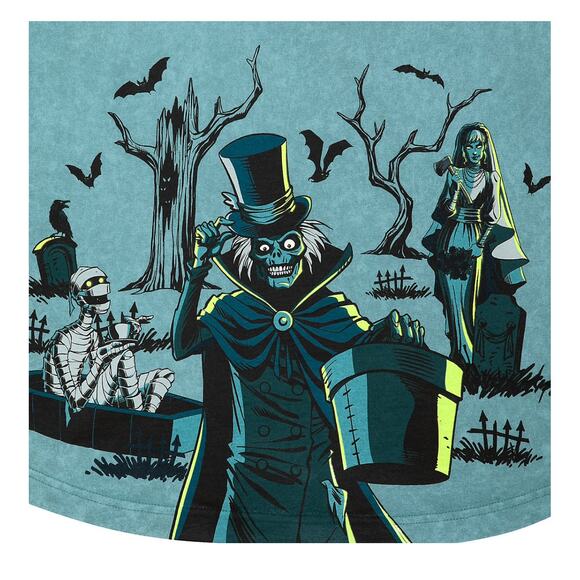 NWT Disney Parks Haunted Mansion Hatbox Ghost Glow in Dark Spirit Jersey M L - Picture 4 of 6